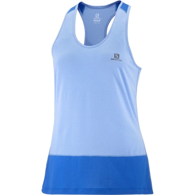 Camisetas Regata Salomon Cross Run Feminino Azuis | PT Y27569